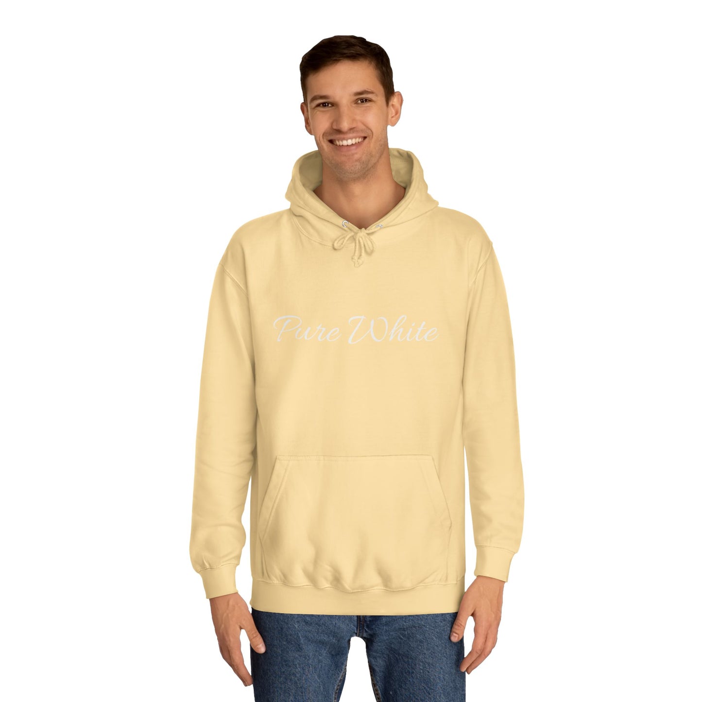 Pure White Unisex College Hoodie