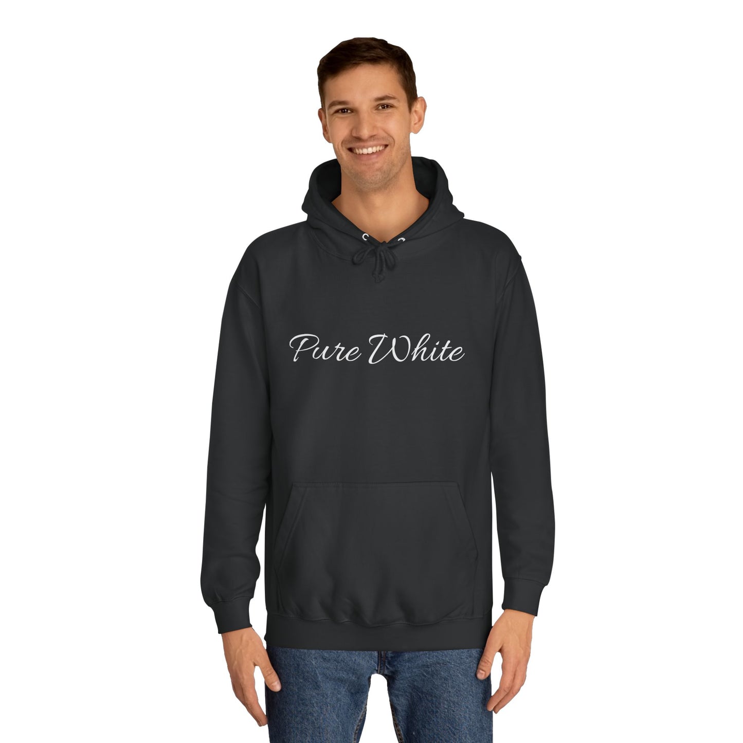 Pure White Unisex College Hoodie