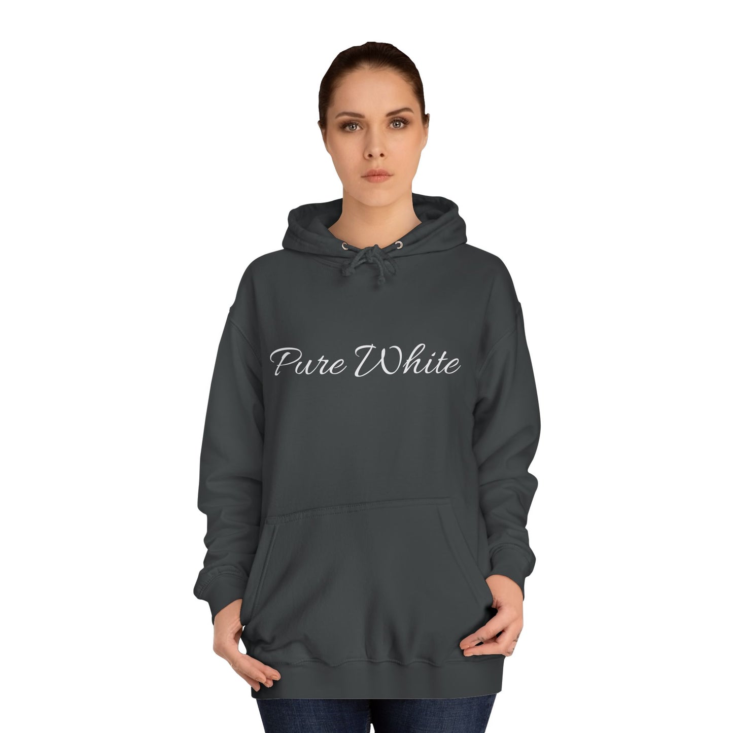 Pure White Unisex College Hoodie