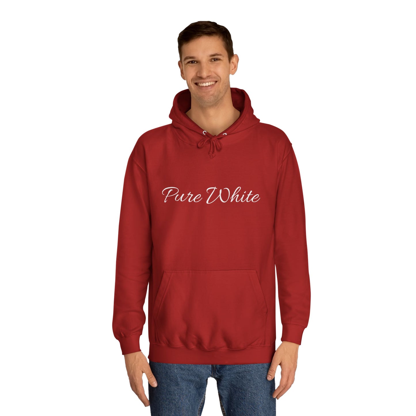 Pure White Unisex College Hoodie
