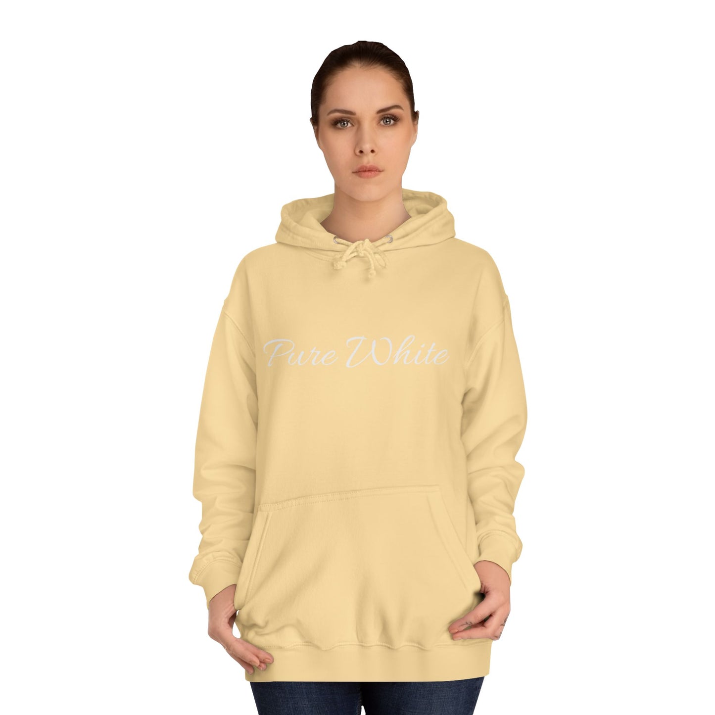 Pure White Unisex College Hoodie