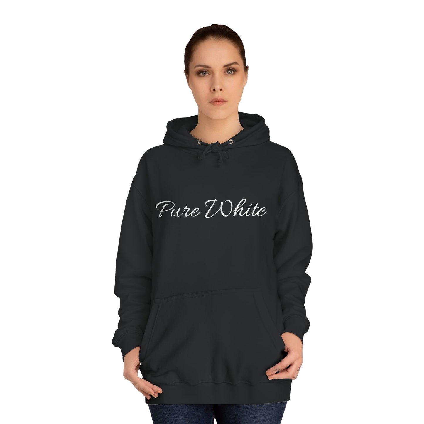 Pure White Unisex College Hoodie