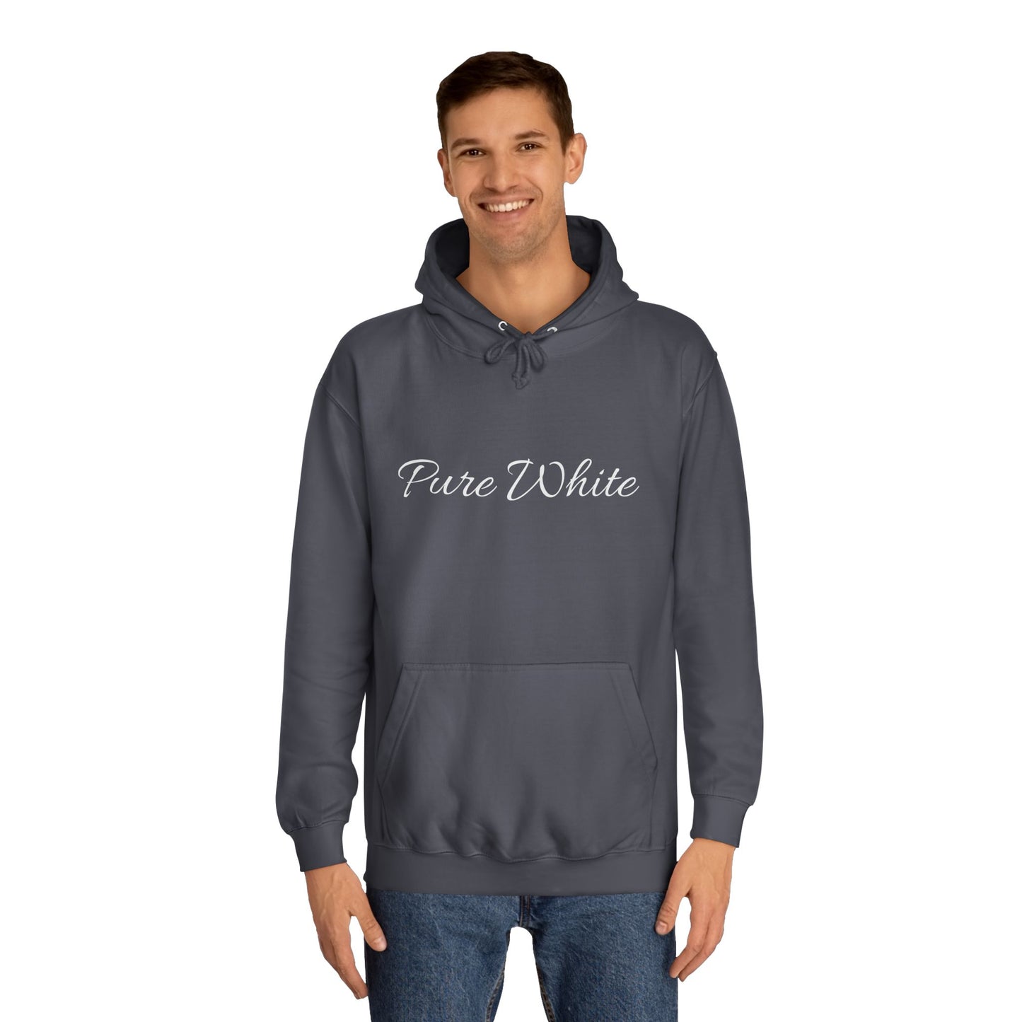 Pure White Unisex College Hoodie