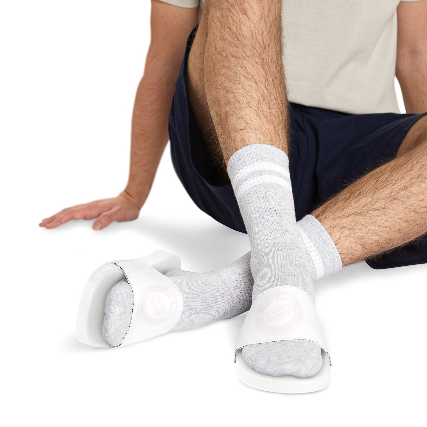 Pure White Men's Removable-Strap Sandals