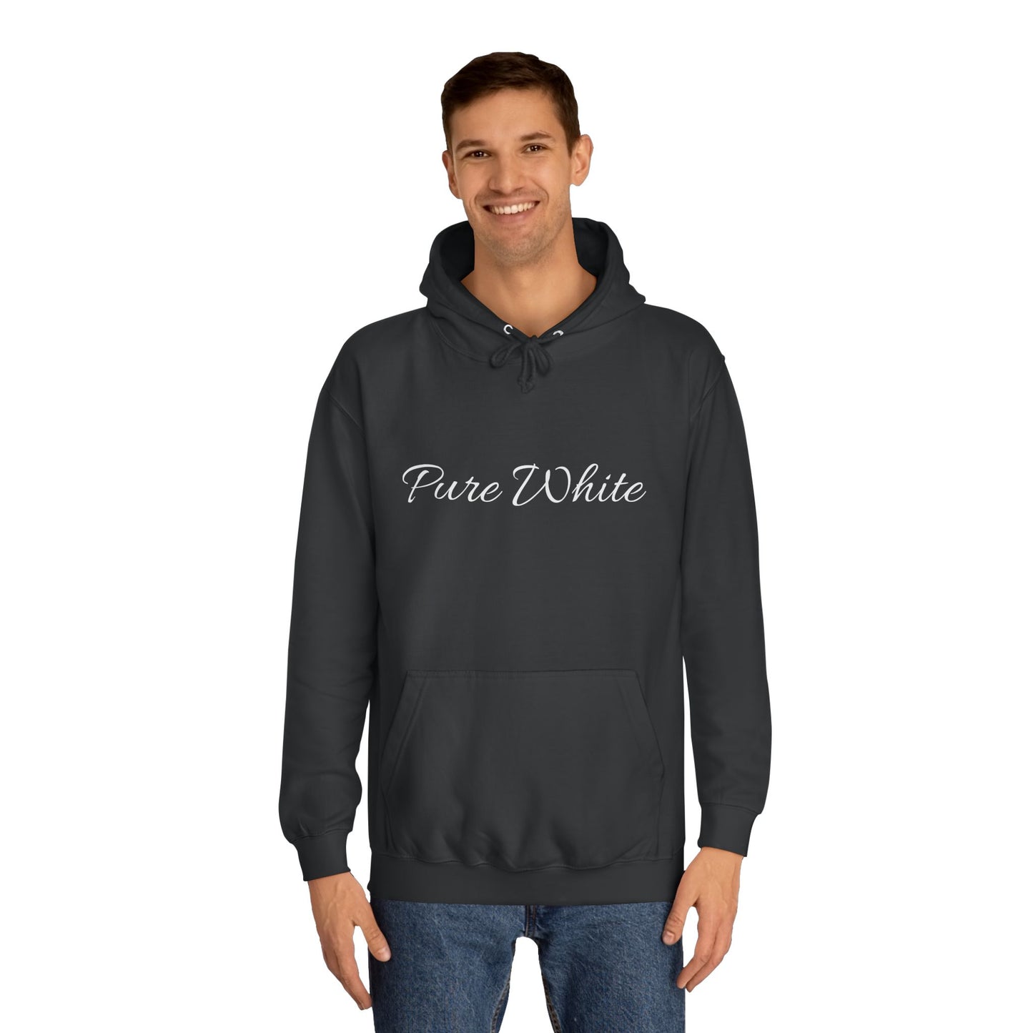 Pure White Unisex College Hoodie