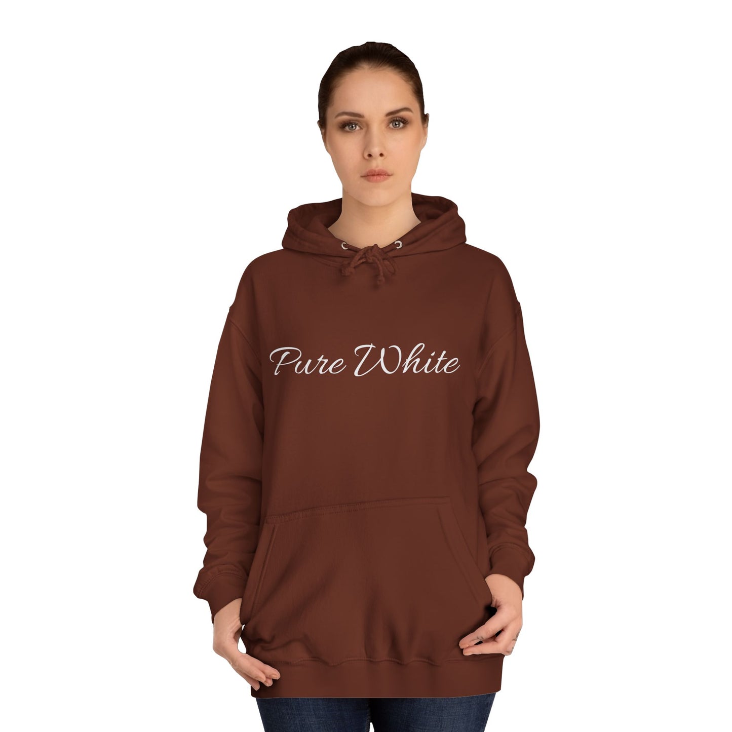 Pure White Unisex College Hoodie