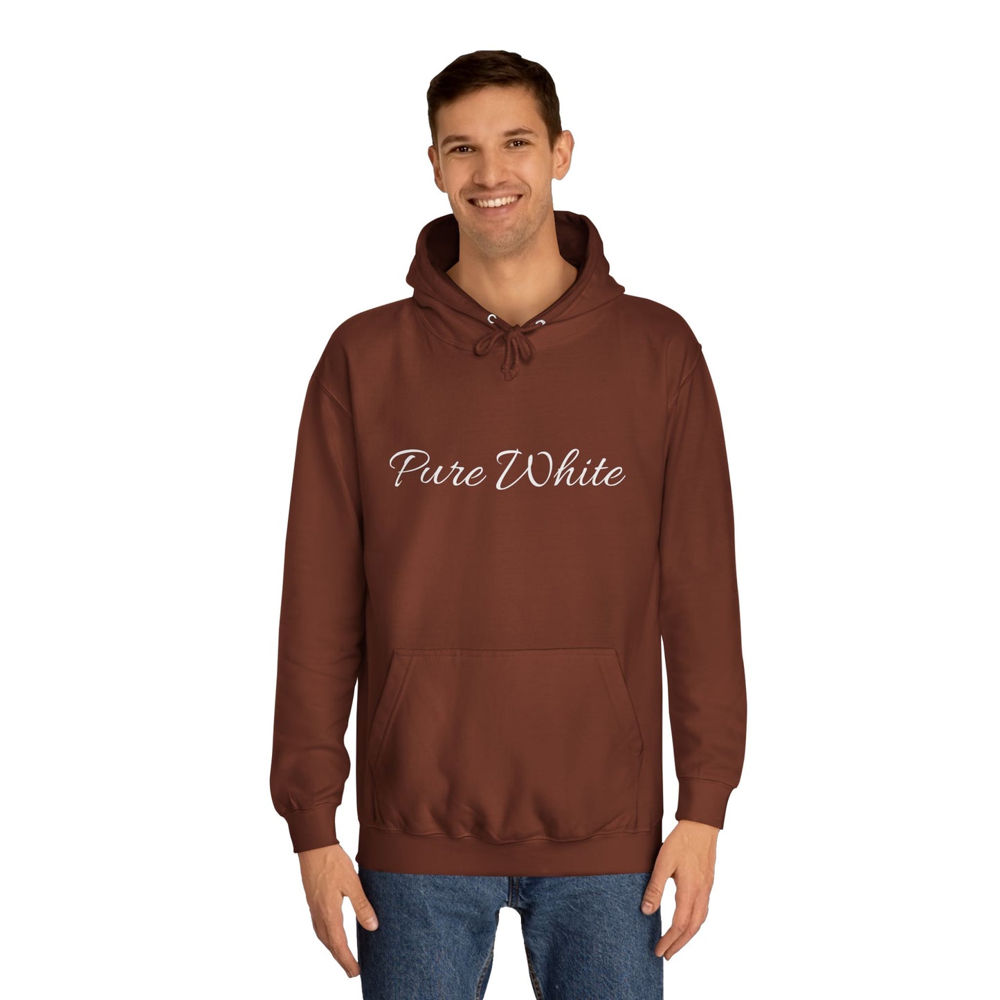 Pure White Unisex College Hoodie