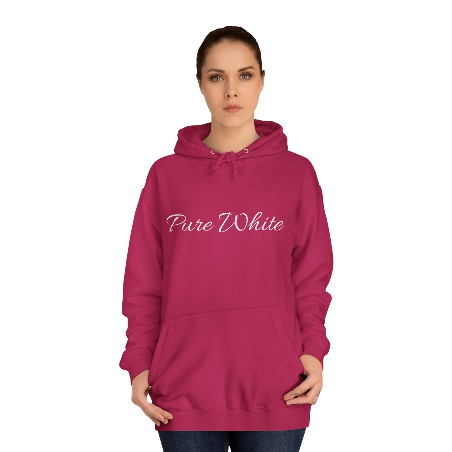 Pure White Unisex College Hoodie
