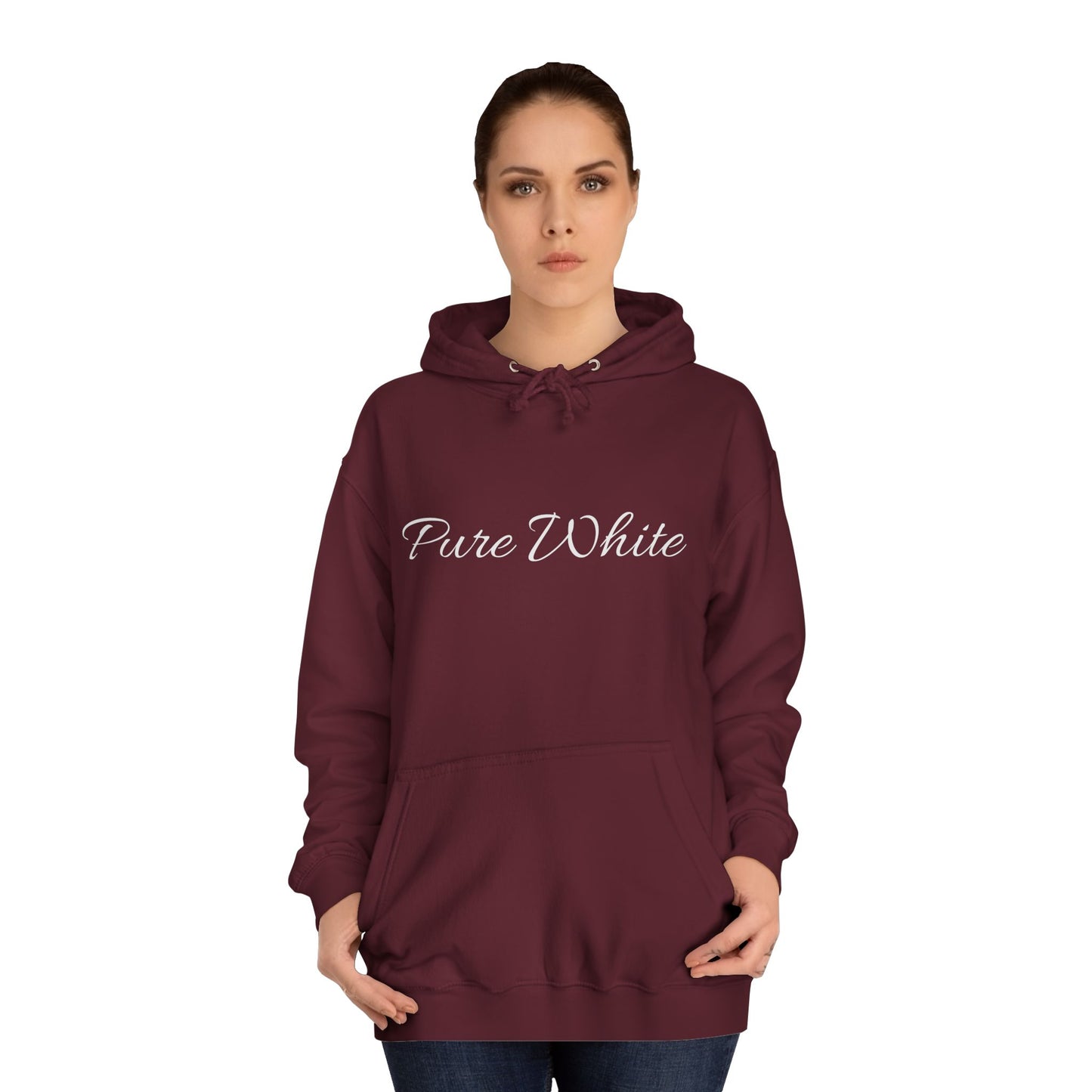 Pure White Unisex College Hoodie