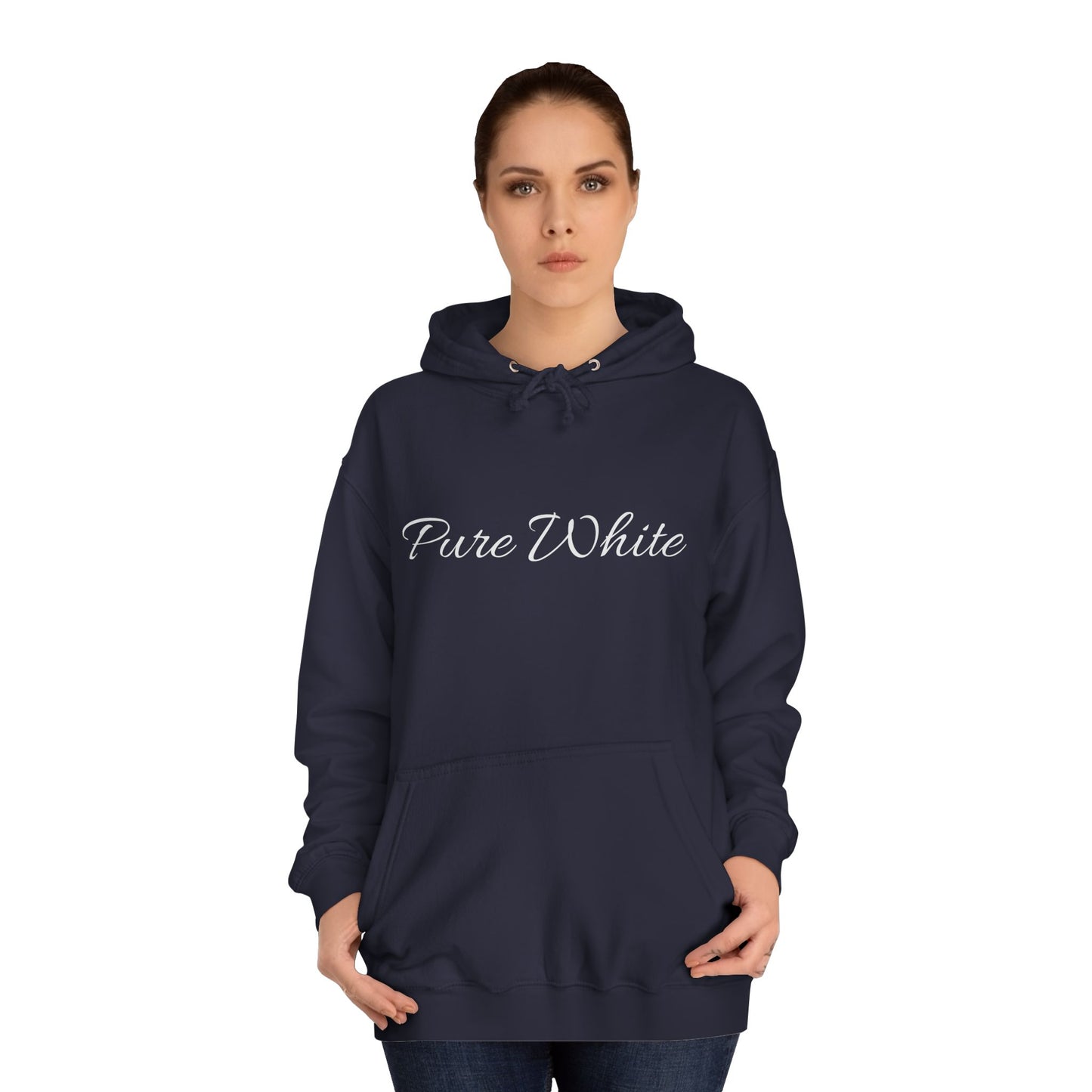 Pure White Unisex College Hoodie