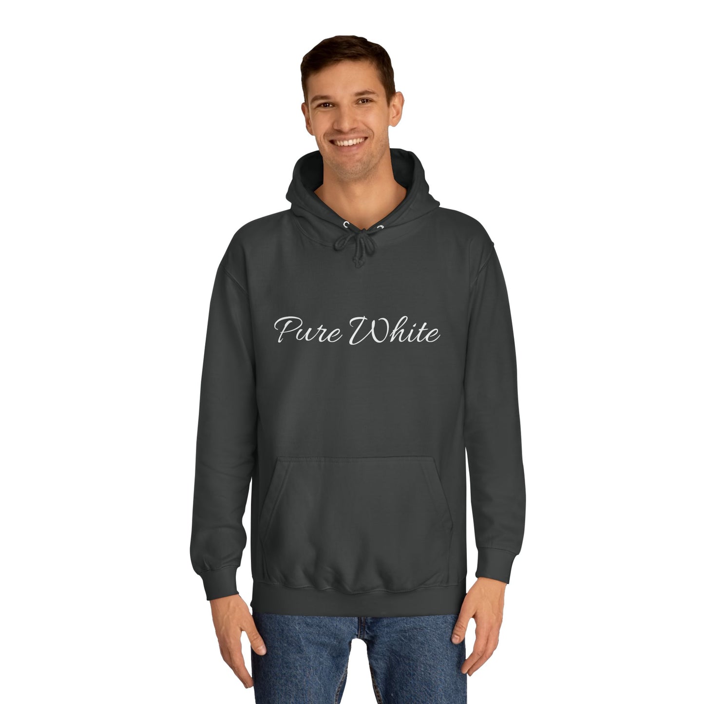 Pure White Unisex College Hoodie