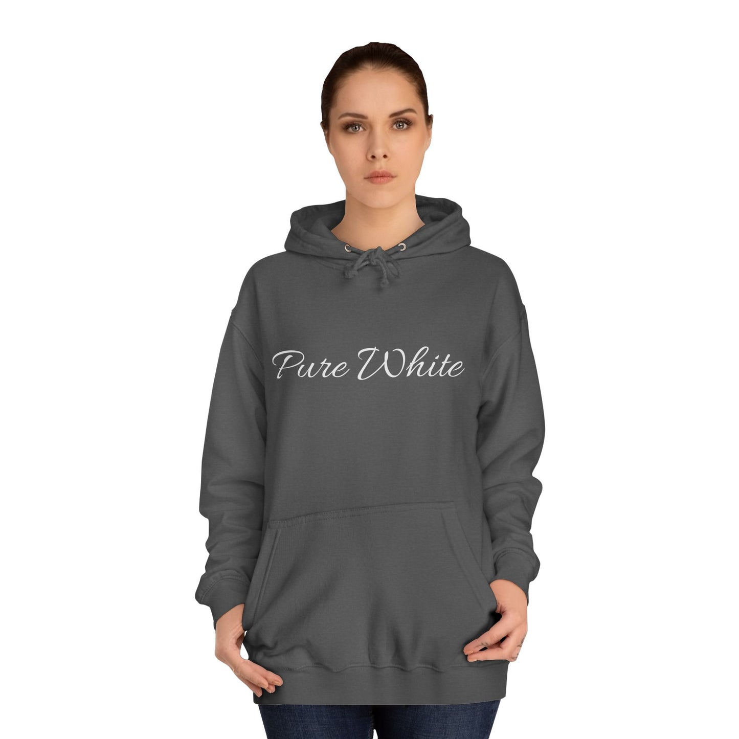 Pure White Unisex College Hoodie