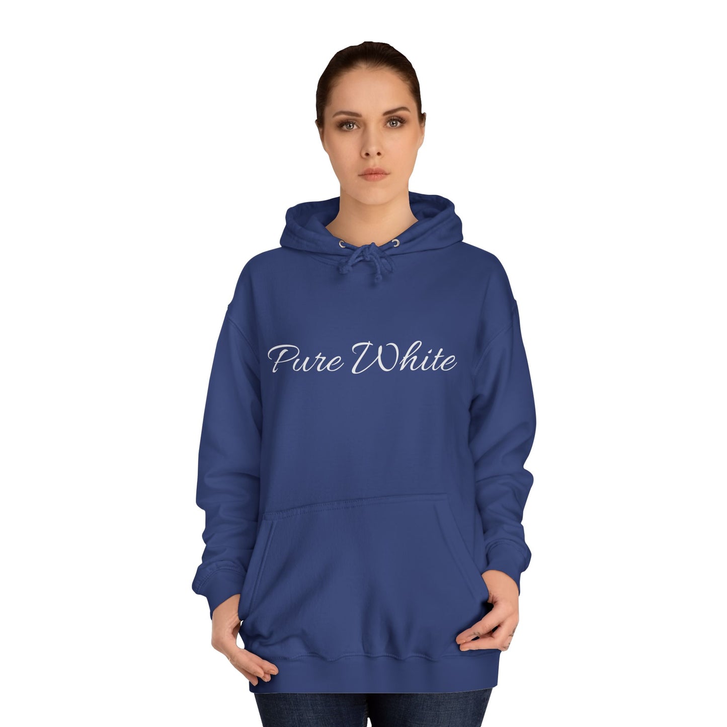 Pure White Unisex College Hoodie