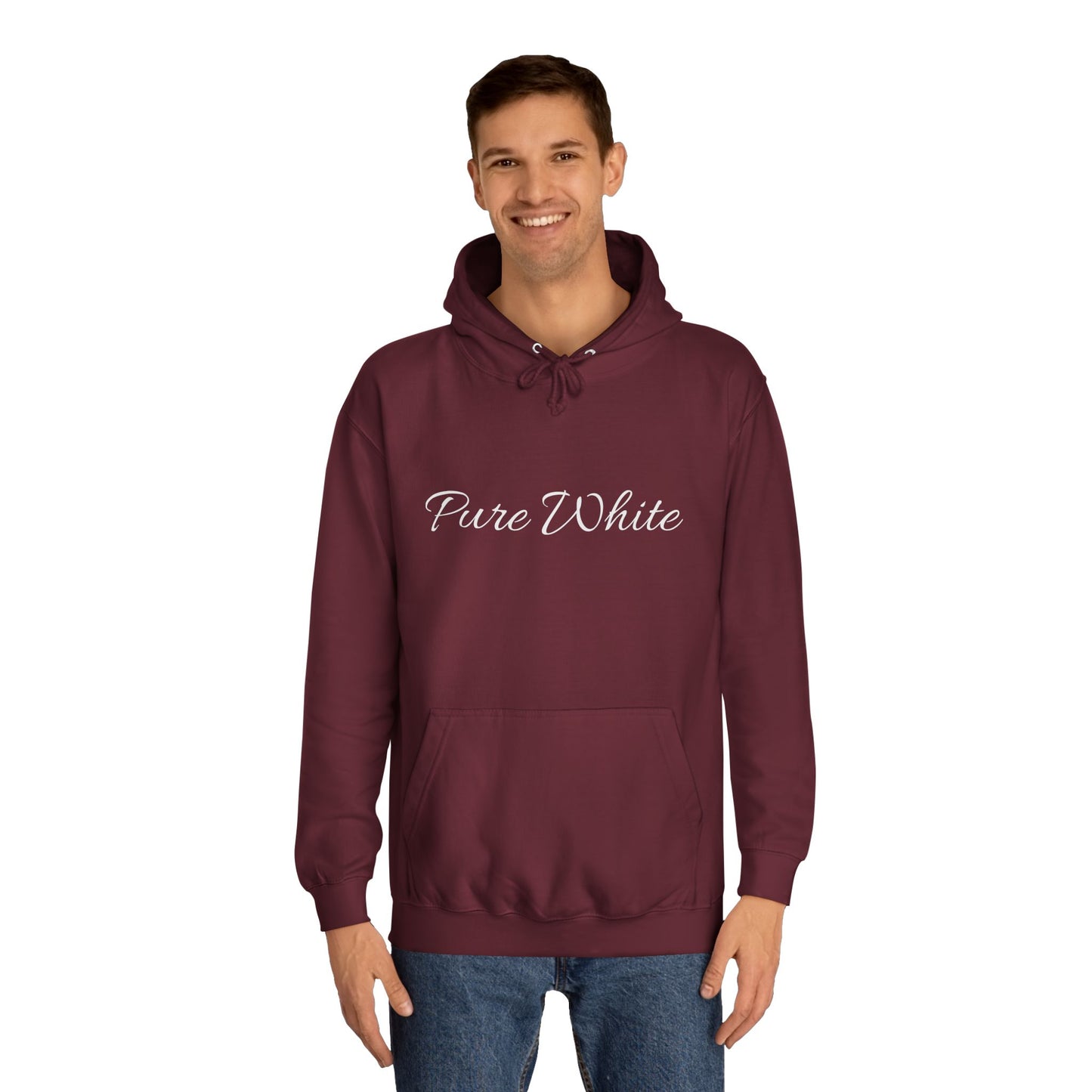 Pure White Unisex College Hoodie