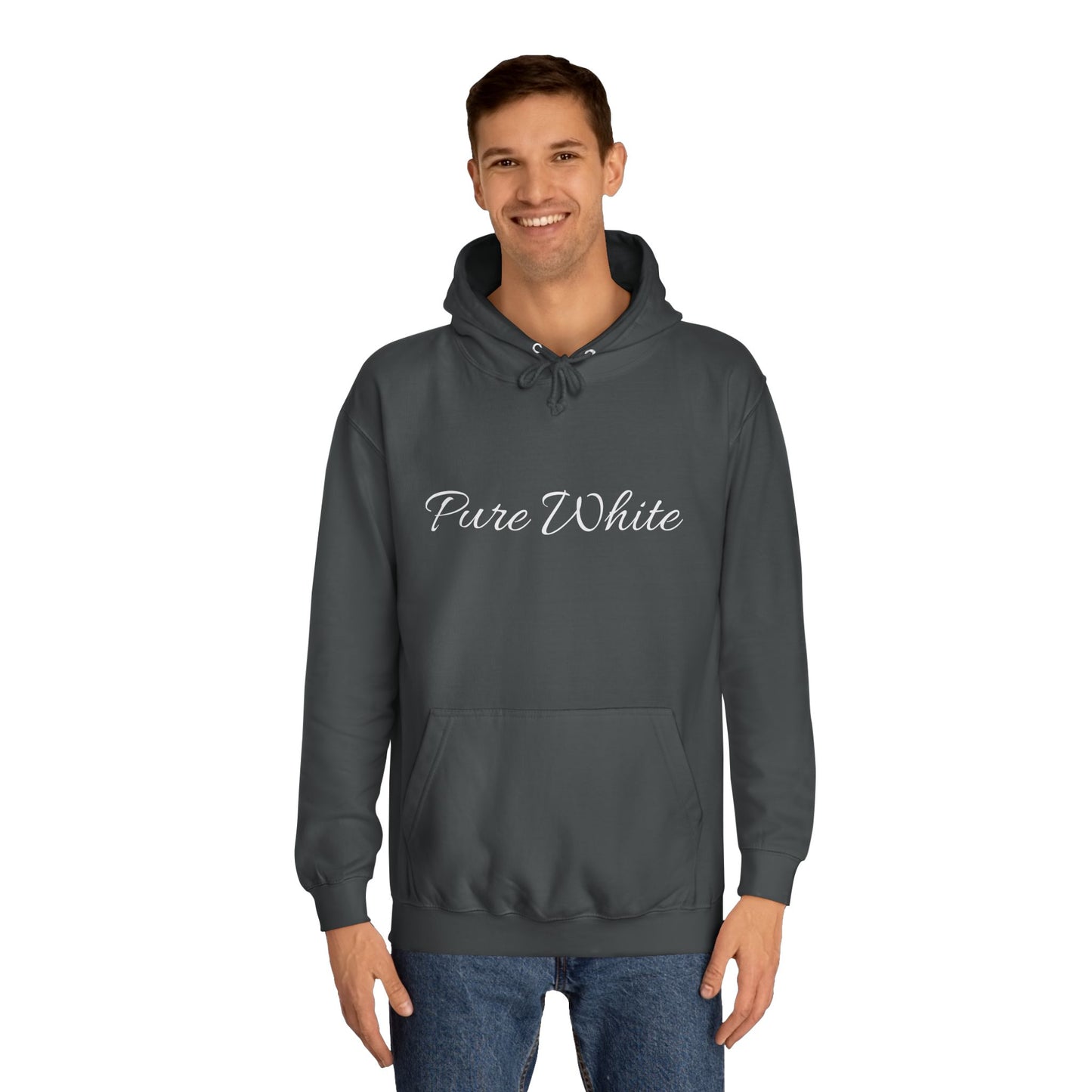 Pure White Unisex College Hoodie