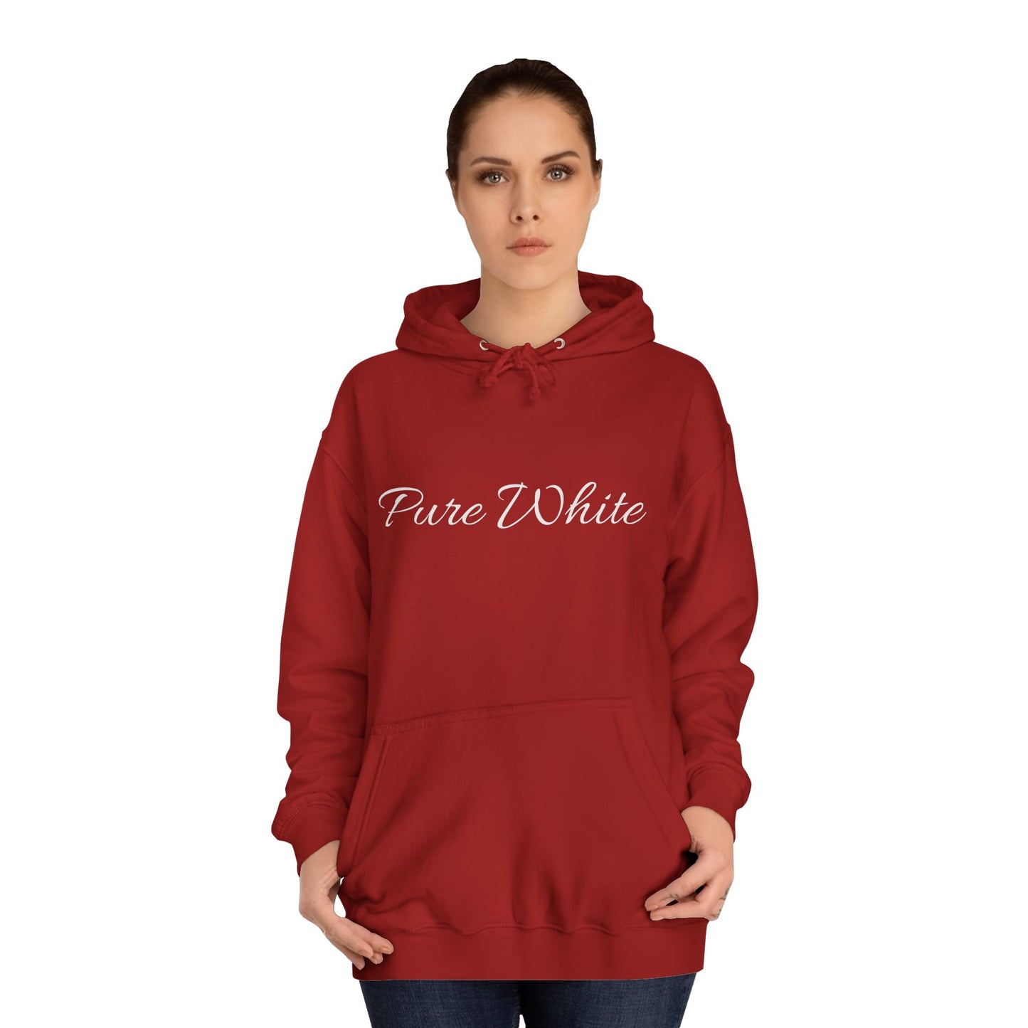 Pure White Unisex College Hoodie