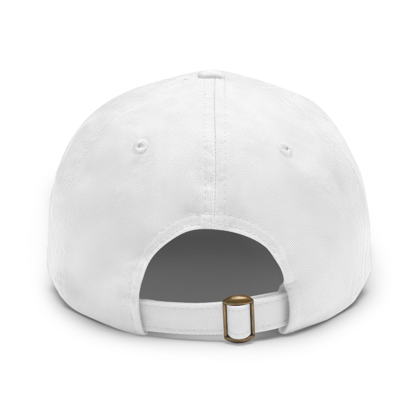Pure White Dad Hat with Leather Patch (Round)