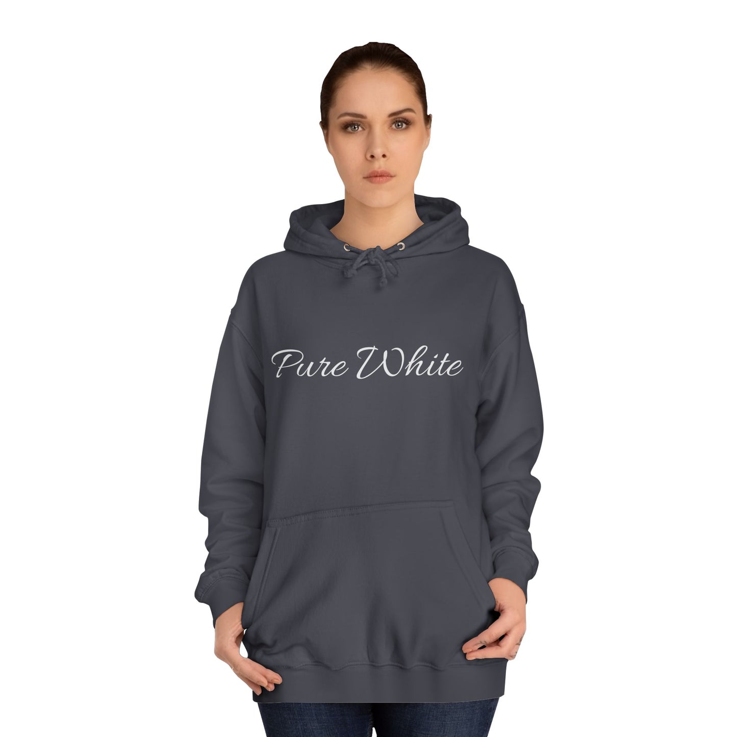 Pure White Unisex College Hoodie