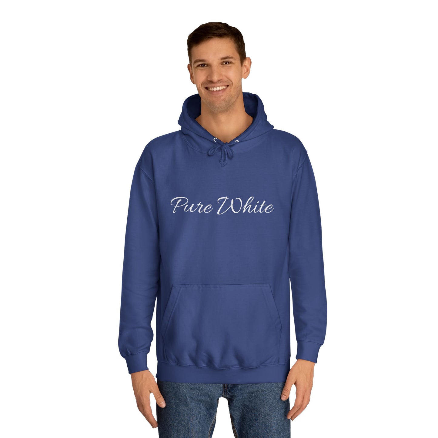 Pure White Unisex College Hoodie