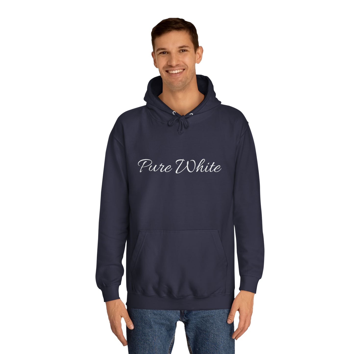 Pure White Unisex College Hoodie
