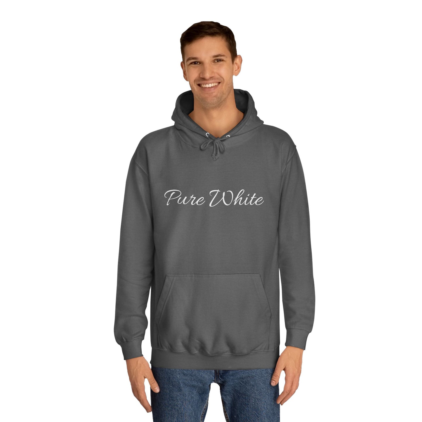 Pure White Unisex College Hoodie