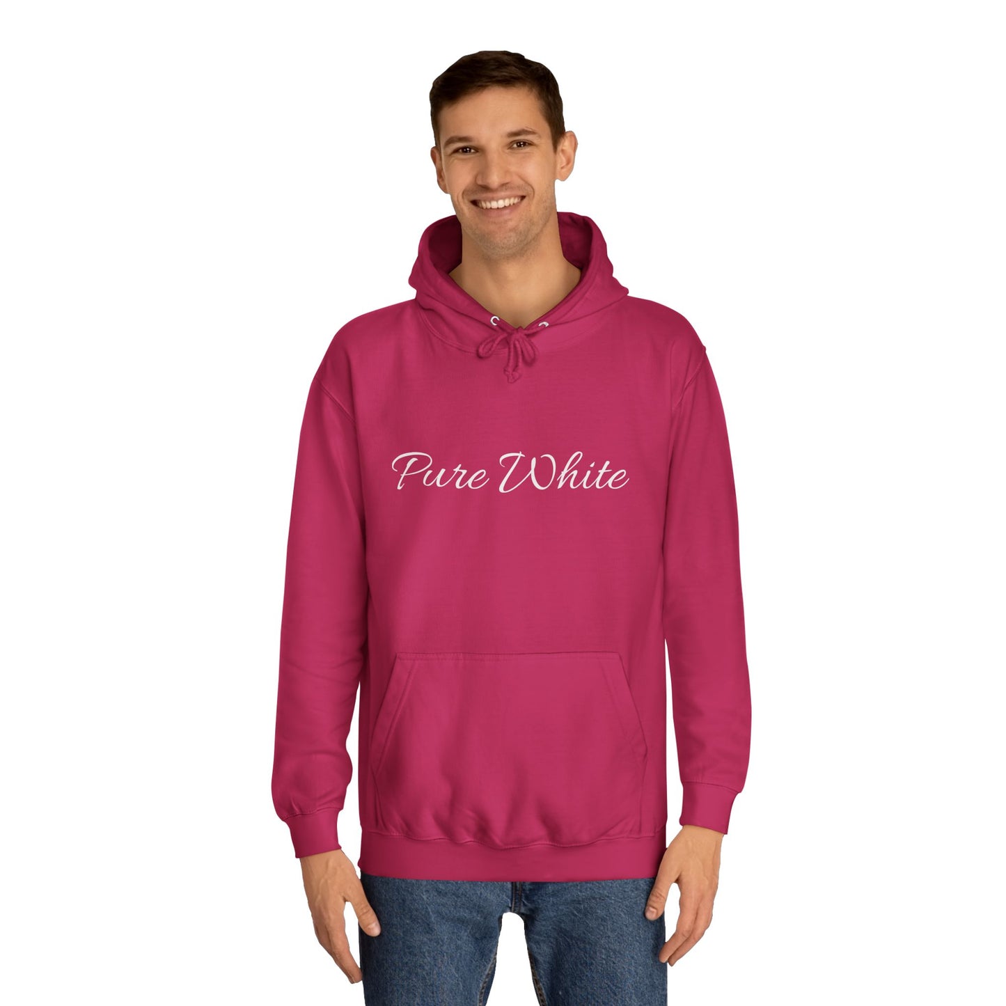 Pure White Unisex College Hoodie