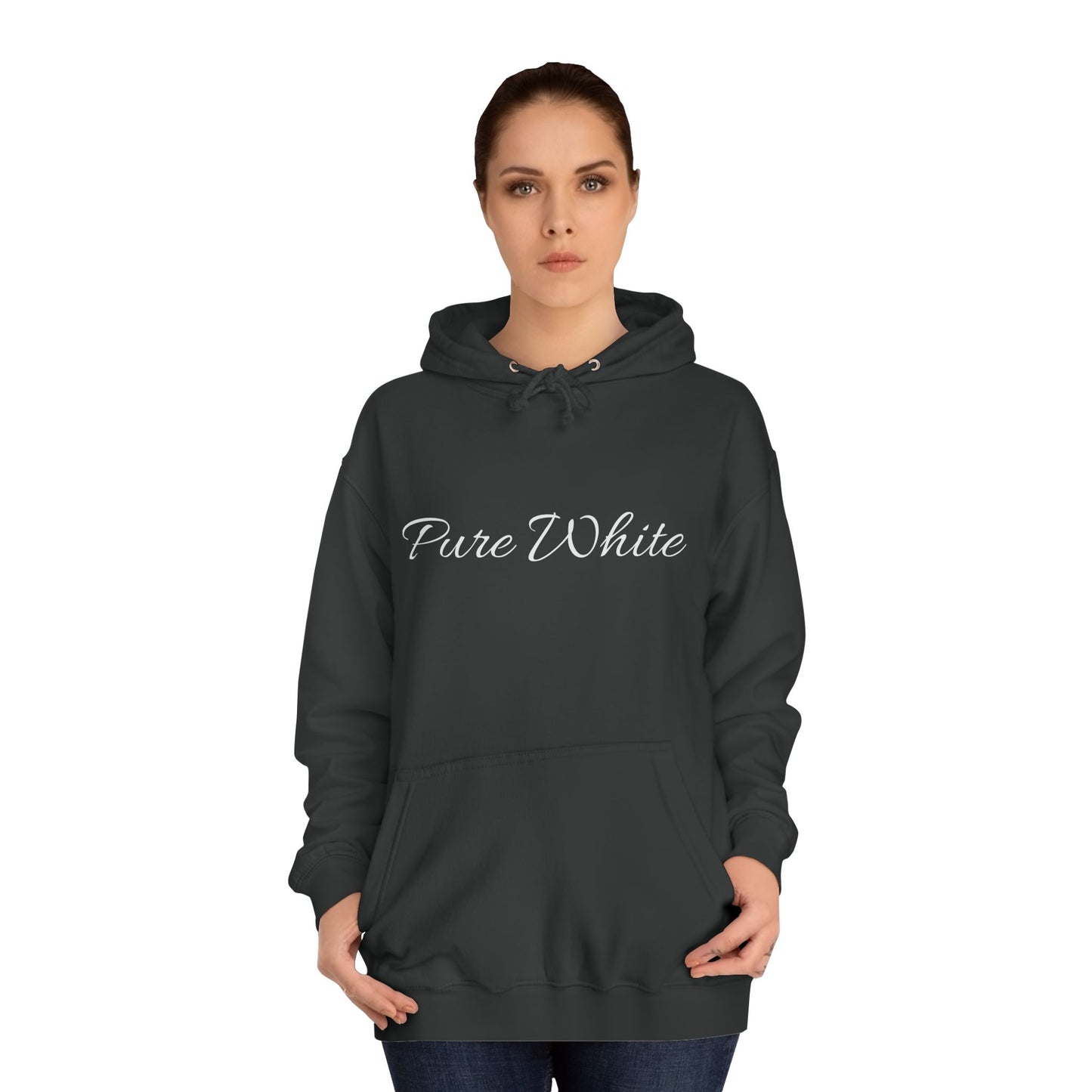 Pure White Unisex College Hoodie
